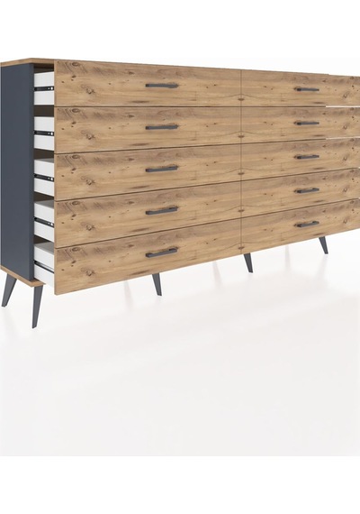 Arges Konsol 10 Çekmeceli 176x30x99 Antrasit-çam Antrasit-çam Arges Konsol 10 Çekmeceli 176x30x99 Antrasit-çam Antrasit-çam