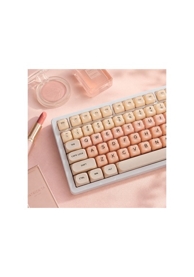 Leaven 128 Tuş Pbt Keycap Seti - Retro Yuvarlak Moa Profil Cherry Mx Uyumlu Klavye Tuşları - Bej