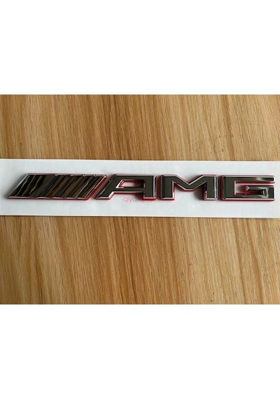 Özel Tasarım Amg Krom Dışı Kırmızı Şeritli Bagaj Yazısı Arması Logosu 3m 3d Abs Mercedes E