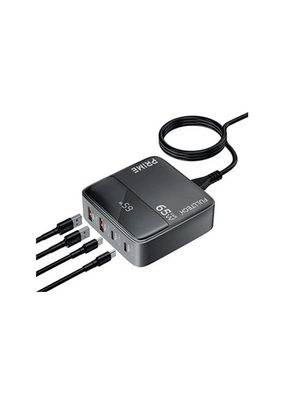 65w Masaüstü 4 Portlu Hızlı Şarj Cihazı İstasyonu 2xusb-a, 2xtype-c Giriş,1,5 Mt. Kablo Renkli