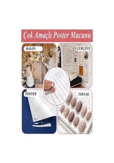 Hamur Yapıştırıcı Tack-it 50gr 2 Paket Silka 65 Parça Macun Sakız Yapıştırıcı Takıt Çerçeve Afiş Duvar