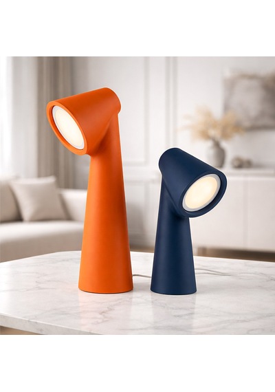 Fibrika Store Aura Minimalist Modern Masa Lambası Seti - Mat Tasarım Turuncu Lacivert