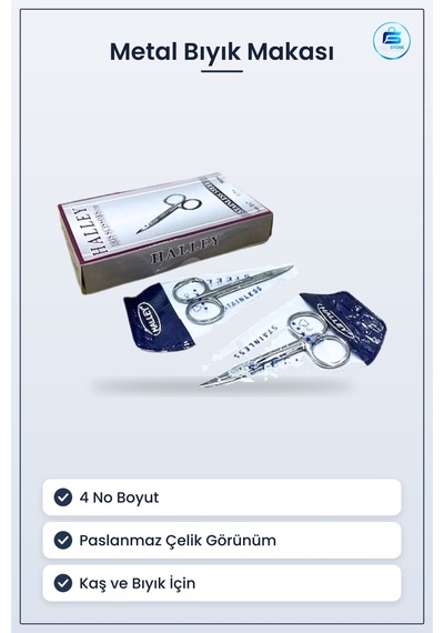 Metal Bıyık Makası 4 No Paslanmaz Çelik Kaş Ve Burun Kılı Hassas