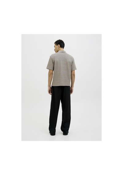 Jack & Jones Erkek Kahve Jprblatrent Jacquard Polo Sn Polo Tişört 12275090-greige Kahve