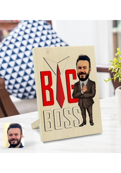 Kişiye Özel Erkek Big Boss Karikatürlü Dekoratif Ahşap Çerçeve Mo (539866599)