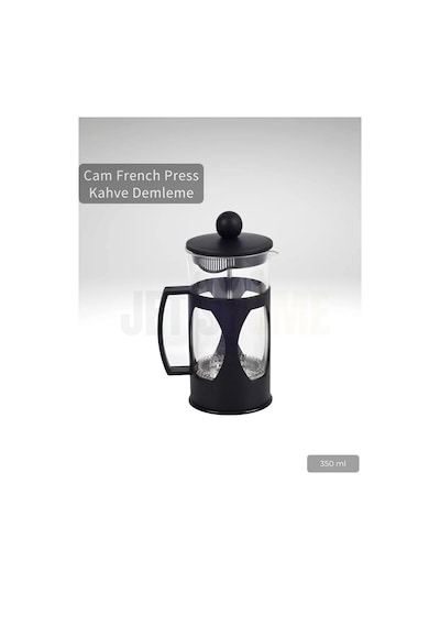 Cam French Press Kahve Demleme Paslanmaz İç Yapı Siyah 350 Ml Siyah