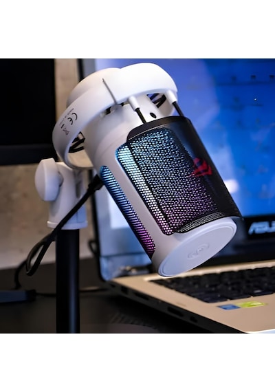 Lexroo Gamenote Gk50 Rgb Yayıncı Mikrofon - 24bit/192khz - Kardioid - Gürültü Engelleme - Beyaz