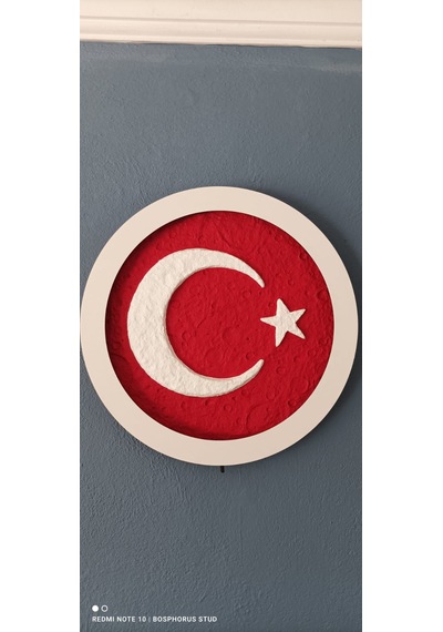 Ay Temalı Türk Bayrağı Rgb Led Tablo
