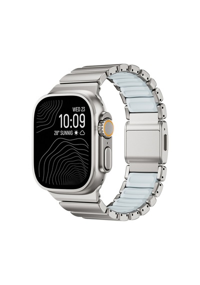 Apple Watch Ultra 49mm Uyumlu Krd-151 Metal Silikon Kordon - Gümüş-yeşil