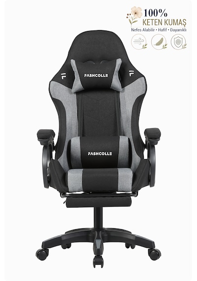 Fashcolle Dynamic Air Kumaş Gri-Siyah Masajlı Oyuncu Koltuğu