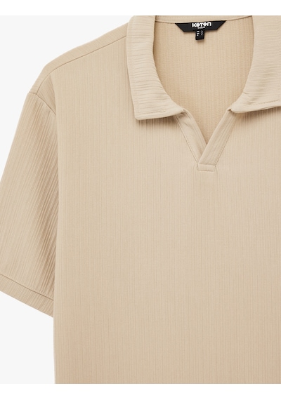 Koton Regular Fit Kısa Kollu Dokulu Polo Yaka Tişört Bej 6sam10068mk Ekru