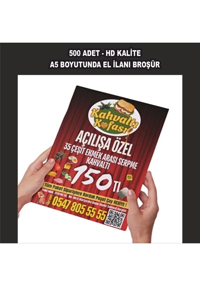 El İlanı 500 Adet Broşür / Ücretsiz Tasarım / Tasarım Bizden