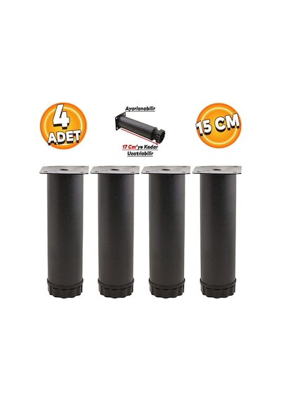 Badem10 4 Adet Mobilya Kanepe Baza Koltuk Metal Destek Ayağı Ayarlanabilir 15 Cm Siyah Metal Yükselt Sku: Smg8690010192400 Açık Indigo