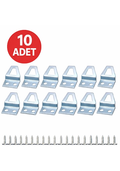 10 Adet Kıvrık Model Metal Tablo Kancası Vidalı Çerçeve & Fotoğraf Askı Aparatı Metal