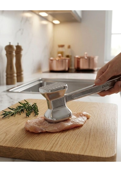 Çift Taraflı Et Döveceği, Et Tokmağı 26 Cm Gümüş