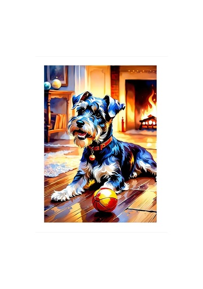 Köpek Ve Şömine Art Mdf Poster 35cm X50cm