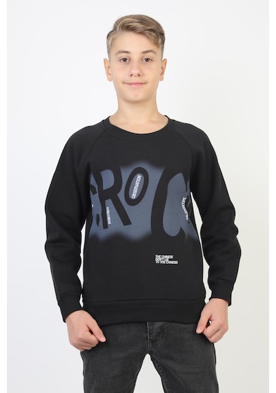Baskılı Erkek Çocuk Sweatshirt-90879 Siyah