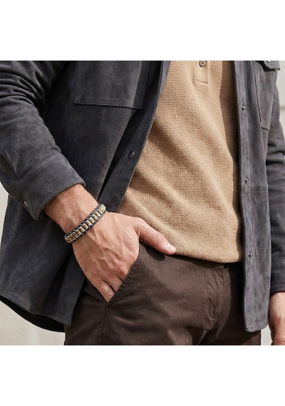 Beycen Aksesuar Odun Jasper & Hematit Çelik Örgülü Deri Bileklik 39022b22d8 Çok Renkli