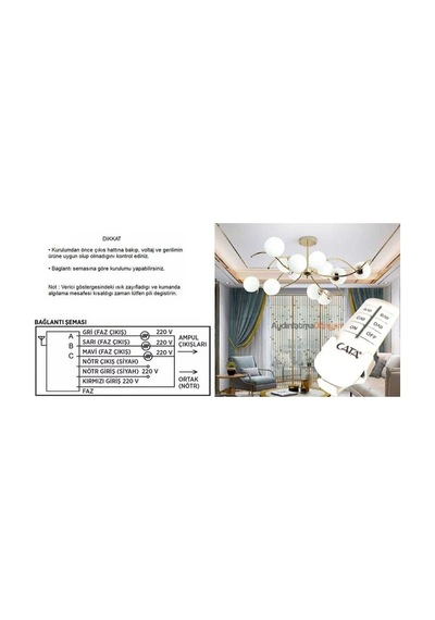 6 Lı Kanal Avize Kumandası 6x1000 W Ct-9151 Beyaz