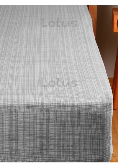 Fırça Desen Ranforce Lastikli Fitted Çarşaf Takımı Tek Kişilik Yastıklı Gri 120x200