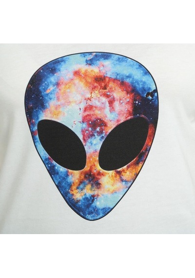 Bant Giyim - Alien Cosmos Beyaz Kadın T-Shirt Tişört