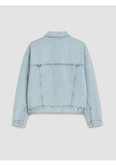 LC Waikiki Xsıde Mavi Gömlek Yaka Kadın Jean Ceket Lıght Blue