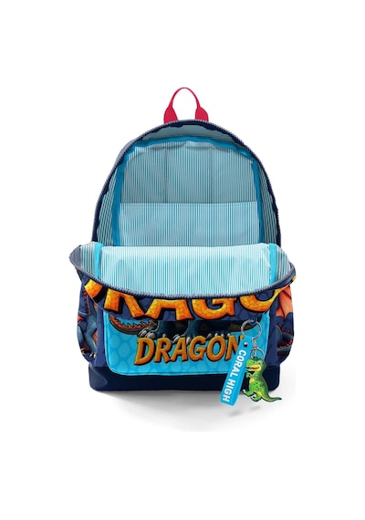 Coral High Erkek Çocuk Mavi Sarı Dragon Desenli İlkokul Sırt Çantası Dört Bölme 33213 Siyah - Turkuaz