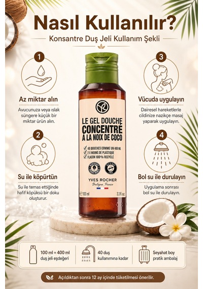Konsantre Duş Jeli Tropikal Hindistan Cevizi 100 Ml - Doz Ayarlı Seyahat Boy Ekolojik Banyo Jeli Diğer