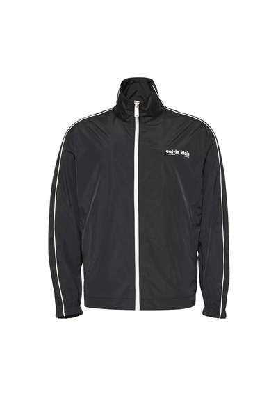 Calvin Klein Erkek Dik Yaka Kolu Şeritli Track Ceket - Siyah-9200 Black