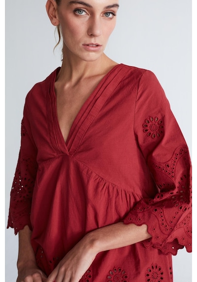 Peraluna Hiromi Dress %100 Pamuk 3/4 Kol Diz Hizası Yazlık Kadın Elbise Magenta-magenta Yeşil