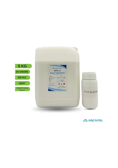 Ancapol 20 Shore RTV-2 Kalıp Silikonu - Beton, Polyester ve Büyük Obje Kalıp Silikonu 5 KG