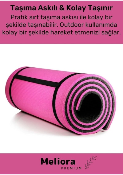 Taşıma Askılı Konfor Modeli Çift Taraflı Kaymaz Yoga Meditasyon Minderi Pembe Siyah Mat Çok Renkli
