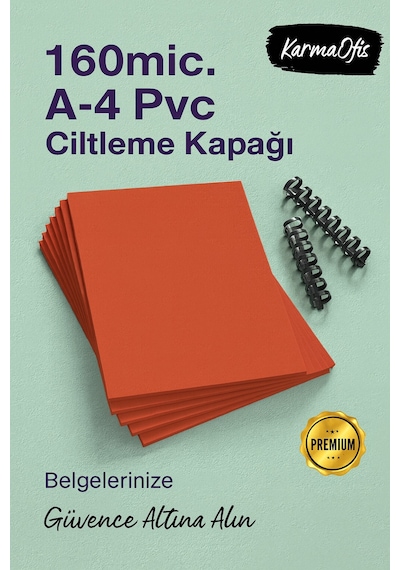 160 Micron A4 Kırmızı Pvc Ciltleme Kapağı Dayanıklı & Profesyonel Sunum Kapakları