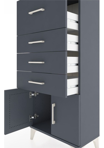 Hyperion Dolap 4 Çekmeceli 2 Kapaklı 60x44x134 Antrasit-antrasit Antrasit