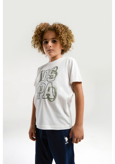U.S. Polo Assn. Erkek Çocuk Beyaz Kısa Kol Pijama Takım Beyaz