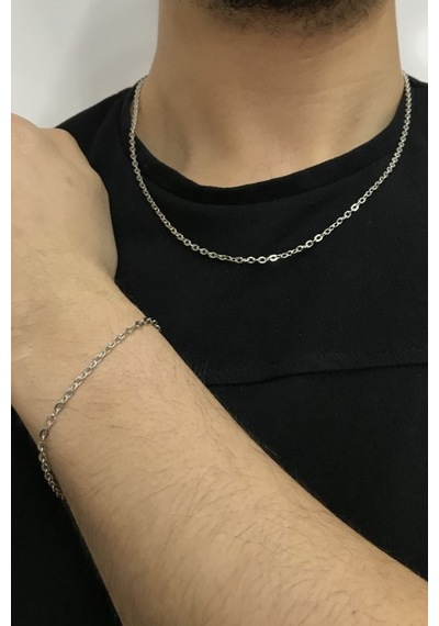 Forse Model Erkek Bileklik Ve Kolye Zincir Set Eck09S (425781040)
