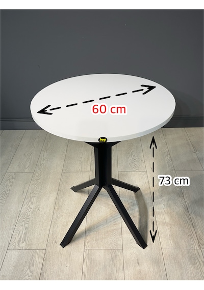 İkra Yuvarlak Beyaz Balkon Masası Mutfak Yemek Masası 60 Cm
