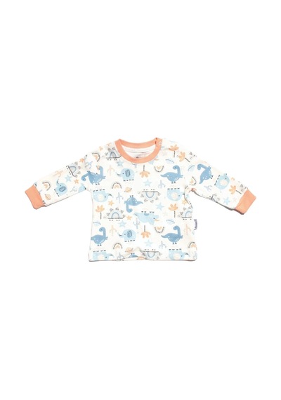 Bebegen Erkek Bebek Ekru Turuncu Little Dinolu Baskılı 2'li Body Set Çok Renkli