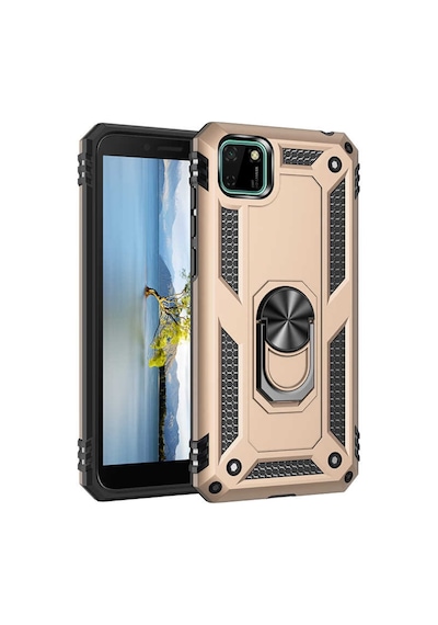 Huawei Y5P Kılıf Zore Vega Yüzüklü Standlı Zırh Kılıf