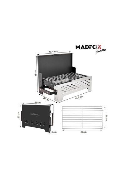 Madfox Steelfold Paslanmaz Çelik Katlanabilir Mangal Silver