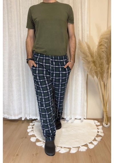 Erkek Desenli Cepli Lastikli Bel Pijama Altı Yeşil