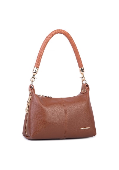 Nas Bag Kadın Mini Omuz Ve Çapraz Çanta Örgülü Askılı En: 23 Cm , Boy: 14 Cm Taba Victoria
