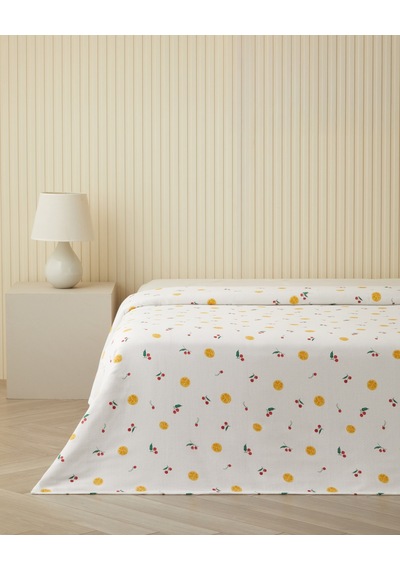 Sevilla Baskılı Pamuklu Çift Kişilik Pike 200x220 Cm Sarı