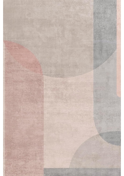 Latte Dizayn Rasta Modern Desenli Şönil Pamuk Tabanlı Yıkanabilir Kaymaz Antibakteriyel Salon Halısı 200x300 Çok Renkli