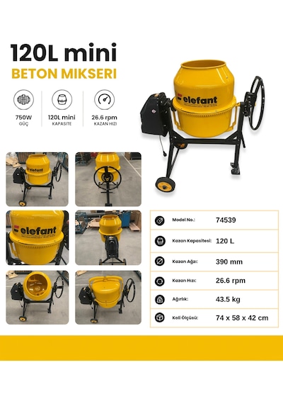 120 L Betoniyer Harç Karma Makinası Karıştırıcı