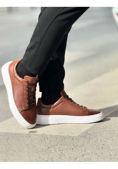 Makras Exclusive 777 Erkek Deri Sneaker Ayakkabı Taba