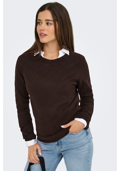 Only Onlrica Regular Fit Bisiklet Yaka Kazak Kadın Kazak 15204279 Koyu Kahve