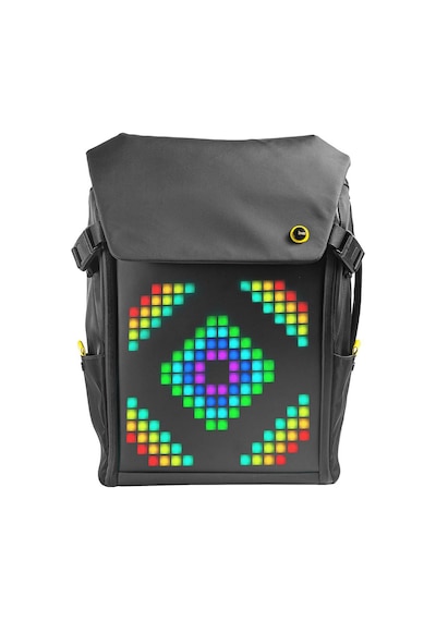 Divoom Pixoo Backpack M Siyah LED Ekranlı APP Kontrollü Su Geçirmez Laptop Sırt Çantası-15-15.6" Siyah
