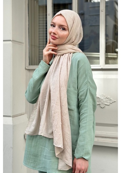 Bambu Kraş Şal Tesettür Giyim, Yüksek Kalite, Hafif, Rahat, Şık, Premium, Lux, Shawl, Scarf Taş Rengi