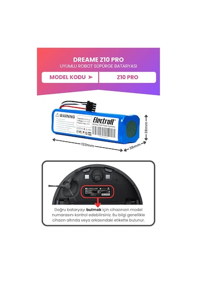 Dreame Z10 Pro Uyumlu Batarya Maksimum Kapasite 7000mah Akıllı Robot Süpürge Bataryası Değişimi